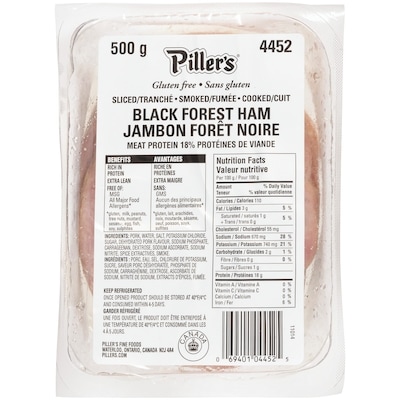 Pillers Black Forest Ham Sliced Smoked Cooked 500 g, $1.90/100g
