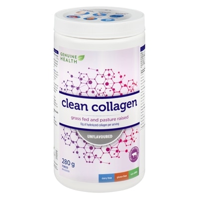 Genuine Health Clean Collagen, Unflavored Hydrolyzed Bovine Collagen Powder, Grass Fed 280 g, $12.14/100g