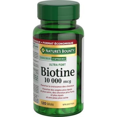 Nature’s Bounty Biotine, ultra-fort, 10 000 mcg, gélules 120 ea, 0,27 $/1ch