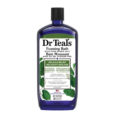 Dr. Teal's Foaming Bath with Pure Epsom Salt, Eucalyptus & Spearmint 1000 ml, $1.12/100ml