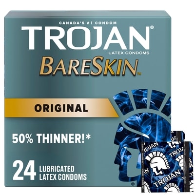 Trojan BareSkin Lubricated Condoms, Super Thin & Sensitive 24 ea, $1.15/1ea