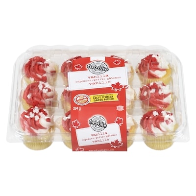 two-bite Canada Day Mini Cupcakes Vanilla, 12 Pack 284 g, $1.41/100g