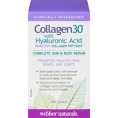 Webber Naturals Collagen30 With Hyaluronic Acid Bioactive Collagen Peptides 180 ea, $0.19/1ea