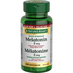 Nature’s Bounty Mélatonine, disso. rap., 5 mg, comprimés 200 ea, 0,14 $/1ch