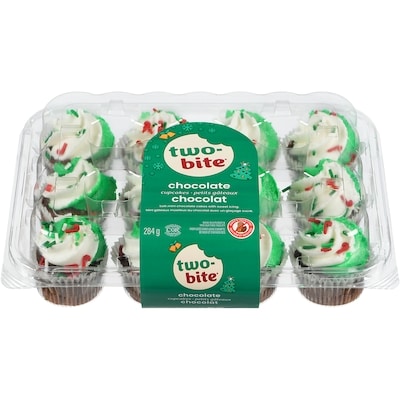 two-bite Christmas Mini Cupcakes Chocolate Pack Of 12 284 g, $1.76/100g