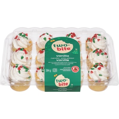 two-bite Christmas Mini Cupcakes Vanilla Pack Of 12 284 g, $1.76/100g