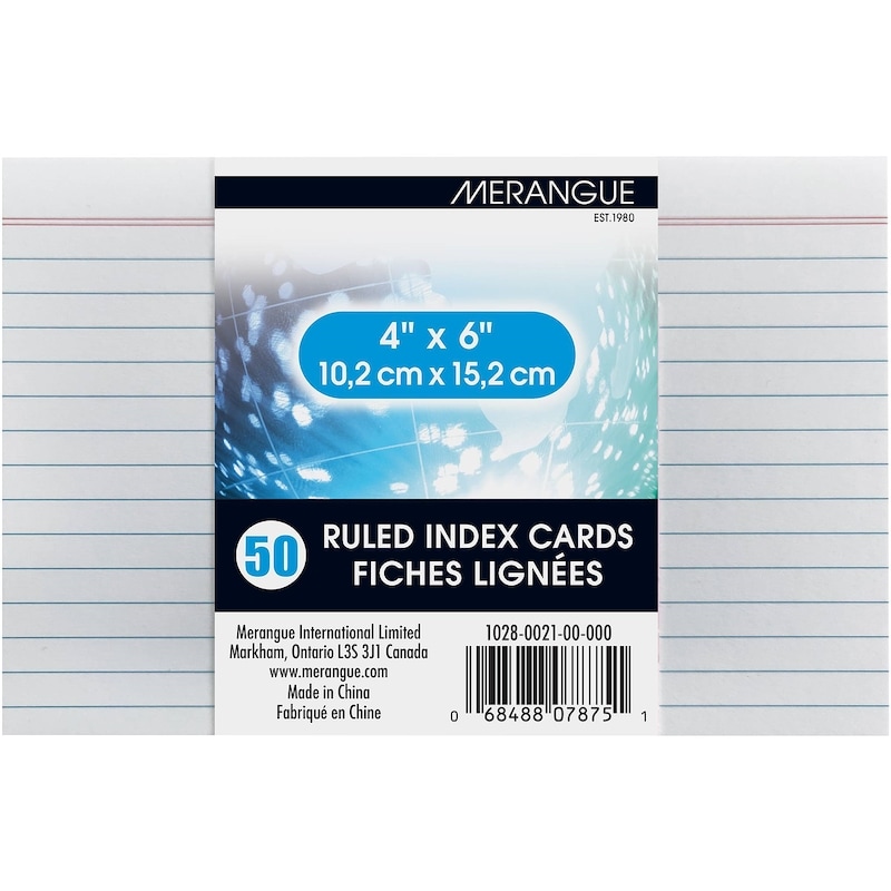 Index Cards, 50 pack, 4” x 6”