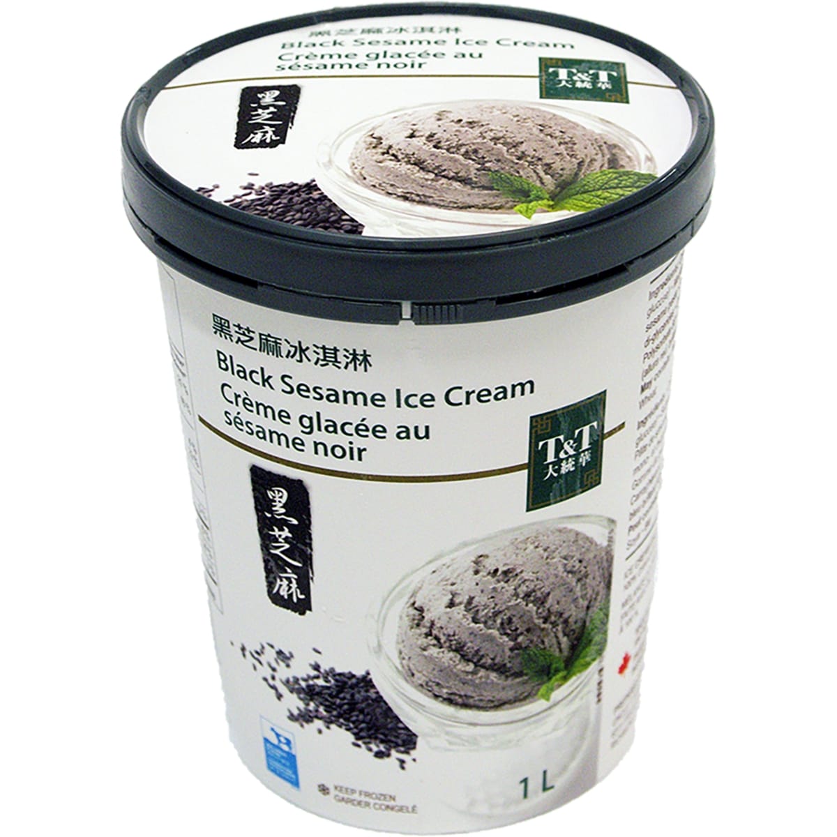 T&T Crème glacée au sésame noir 1 l, 0,70 $/100ml