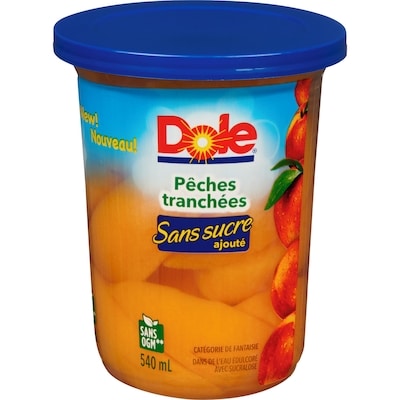 Dole Sans Sucre Ajouté Pêches Tranchées 540 ml, 0,92 $/100ml