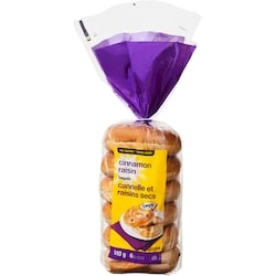No Name Bagel Cinnamon Raisin, 6 pack 510 g, $0.39/100g