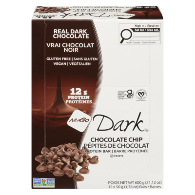 NuGo Dark Bar Chocolate Chip (Case) 12x50.0 g, $5.50/100g