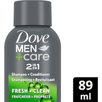 Dove Shampooing + Revitalisant Fortifiant 2-en-1 pour un usage quotidien Dove Men+Care Fraîcheur et Propreté avec caféine et menthol 89 ml, 5,49 $/100ml