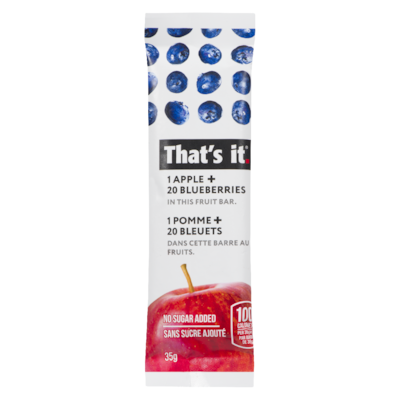 That’s It Barre aux fruits That’s It, bleuets 35 g, 8,54 $/100g