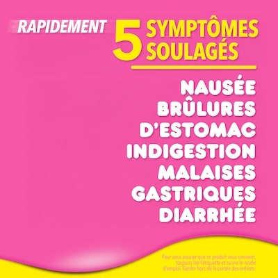Comprimé soulage : nausée/brûlures d’estomac/indigestion/malaises gastriques/diarrhée 24u