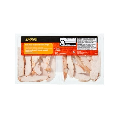 Ziggy’s Lanières de poitrine de poulet désossée 500 g, 3,00 $/100g
