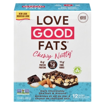 LoveGoodFats Chewy-Nutty Almond Sea Salt Dark Chocolate (Case) 12x40.0 g, $7.50/100g