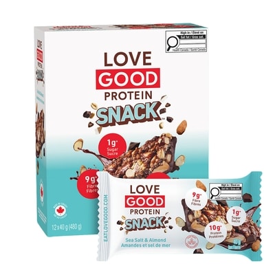 LoveGoodFats Chocolat noir au sel de mer aux amandes et aux noix (caisse) 12x40.0 g, 7,50 $/100g