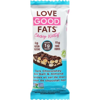 LoveGoodFats Chocolat noir au sel de mer aux amandes et aux noix 40 g, 8,23 $/100g