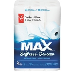 President's Choice Max Toilet Paper 24=48 24 ea, $0.63/1ea