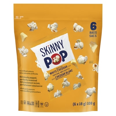 Skinny Pop Popcorn Pack, White Cheddar 108 g, $5.55/100g