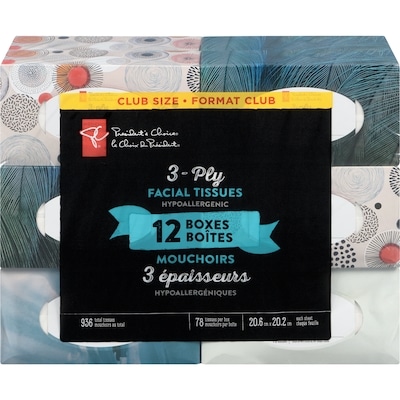 President's Choice 3-Ply Hypoallergenic Facial Tissues 78 ea, $0.27/1ea