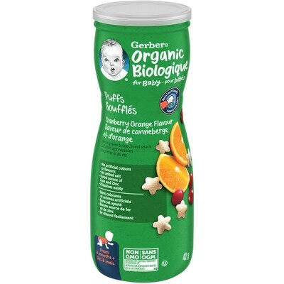 Nestlé Gerber Collations Soufflés Biologique Canneberge Et Orange 42 g, 10,21 $/100g