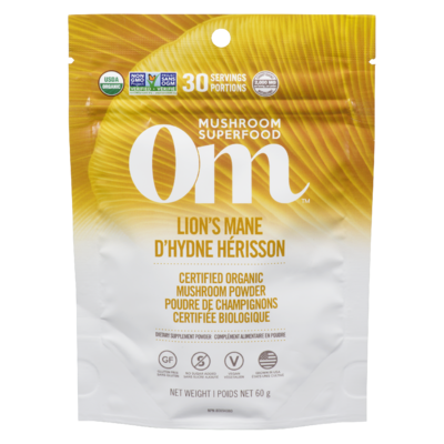 Om Mélange de superaliment champignon Lion’s Mane 60 g, 31,65 $/100g