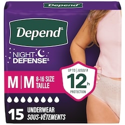 Depends Night Defense Adult Incontinence & Postpartum Bladder Leak Underwear for Women, Disposable, Overnight, Medium, Blush, 15 Count 15 ea, $1.33/1ea