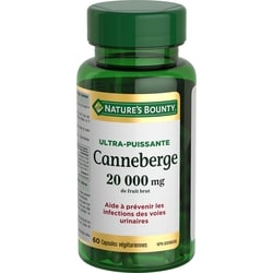 Nature’s Bounty Canneberge, ultra-puissante, 20 000 mg, capsules 60 ea, 0,26 $/1ch