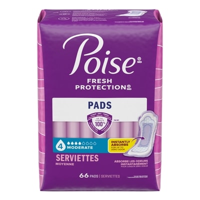 Poise Postpartum Incontinence Pads, Moderate Absorbency, Regular Length, 66 Count 66 ea, $0.30/1ea