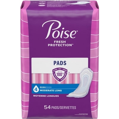 Poise Serviettes pour incontinence postpartum Poise, absorption moyenne, longueur ordinaire, 66 serviettes 66 ea, 0,35 $/1ch