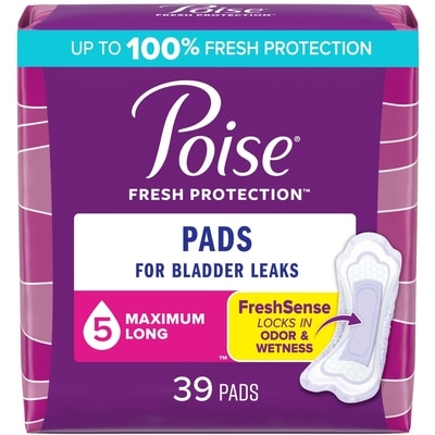 Poise Postpartum Incontinence Pads, Maximum Absorbency, Long, 39 Count 39 ea, $0.59/1ea