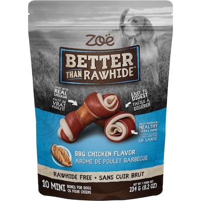 Zoe Dog Food, Better Than Rawhide! Bones, BBQ Chicken, 10 Pieces 234 g, $4.27/100g