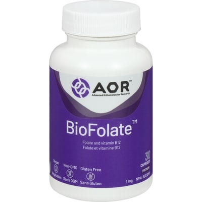 AOR Advanced Series BioFolate 1 mg 30 Vegi-Caps 30 ea, $0.90/1ea