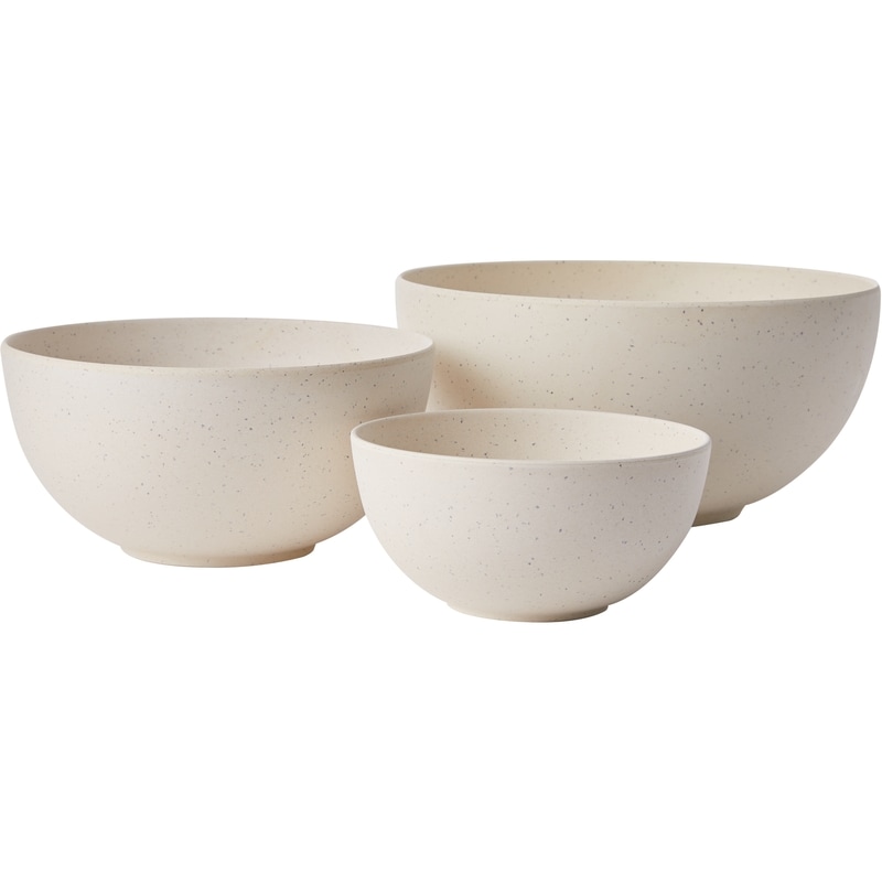 Made with bamboo fibre† mixing bowls