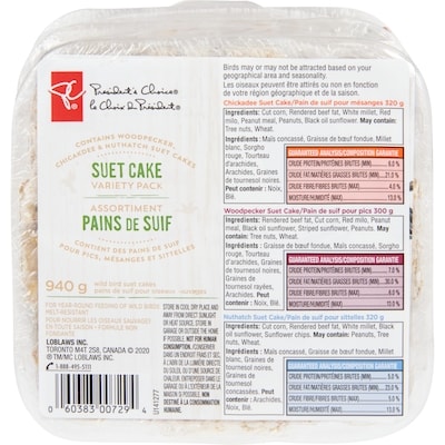 President's Choice Wild Bird Suet Cakes Variety Pack 940 g, $0.69/100g