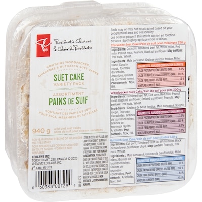 Assortiment de pains de suif pour oiseaux sauvages, pics, mésanges et sittelles