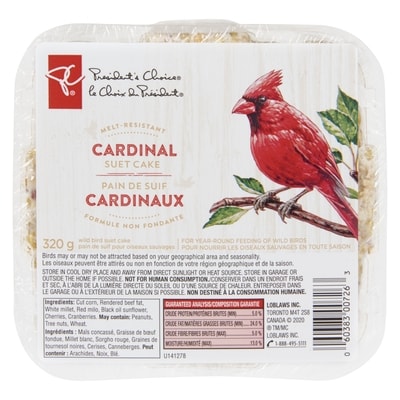 le Choix du Président Pain de suif à formule non fondante pour oiseaux sauvages, cardinaux 320 g, 1,09 $/100g