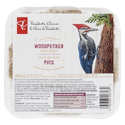 le Choix du Président Pain de suif à formule non fondante pour oiseaux sauvages, pics 300 g, 1,17 $/100g