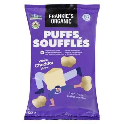 Frankie's White Cheddar Puffs 120 g, $3.74/100g