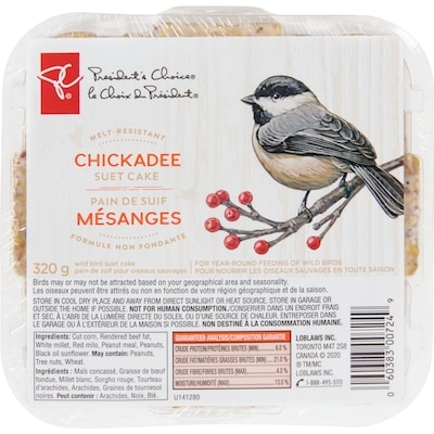 President's Choice Chickadee Melt-Resistant Suet Cake 320 g, $0.94/100g