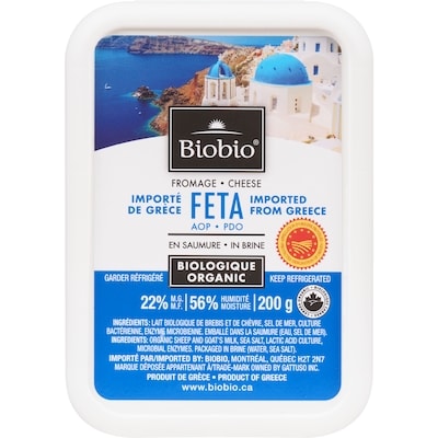 Biobio Fromage feta biologique 200 g, 6,25 $/100g