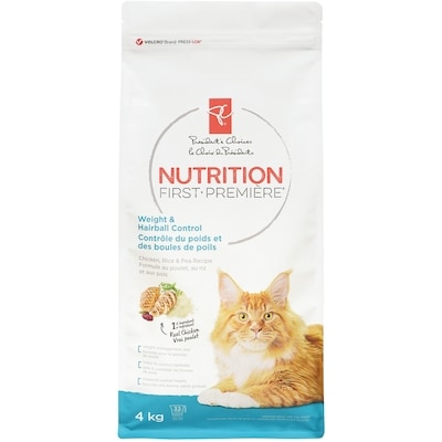 President's Choice Nutrition First Weight & Hairball Control Cat Food, Chicken, Rice & Pea 4 kg, $0.74/100g