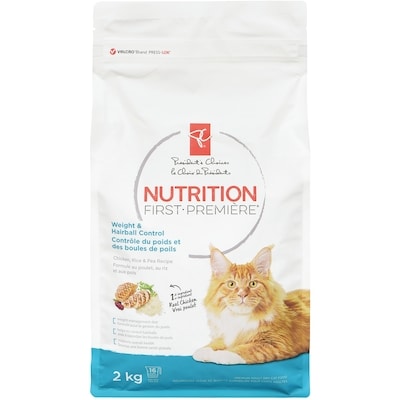 President's Choice Nutrition First Weight & Hairball Control Cat Food, Chicken, Rice & Pea Recipe 2 kg, $0.95/100g