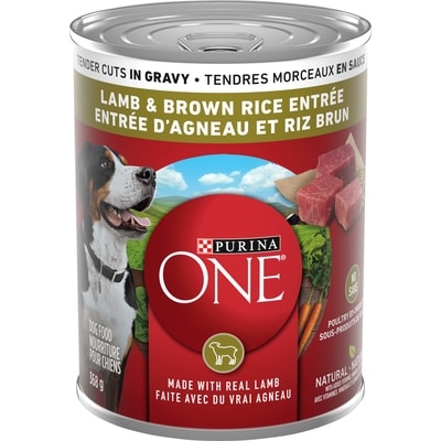 Purina ONE Tendres Morceaux en Sauce Entrée d'Agneau et Riz Brun, Nourriture Humide pour Chiens 368 g 368 g, 0,81 $/100g