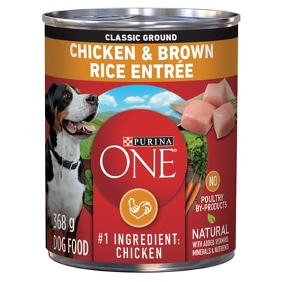 Purina ONE Classic Ground Wet Dog Food Chicken & Brown Rice Entrée 368 g, $0.81/100g