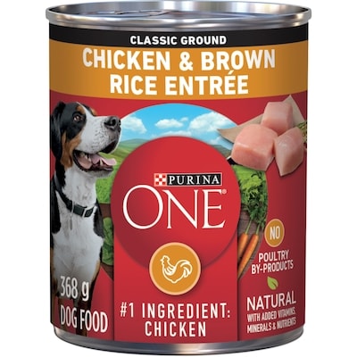 Purina ONE Classic Ground Chicken & Brown Rice Entrée, Wet Dog Food 368 g, $0.81/100g