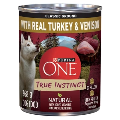 Purina ONE True Instinct Classic Ground Turkey & Venison, Wet Dog Food 368 g, $0.73/100g
