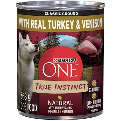 Purina ONE True Instinct Classic Ground Turkey & Venison, Wet Dog Food 368 g, $0.73/100g