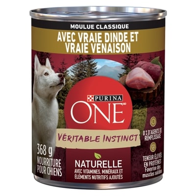 Purina ONE Véritable Instinct Moulue Classique Dinde et Venaison, Nourriture Humide pour Chiens 368 g 368 g, 0,73 $/100g